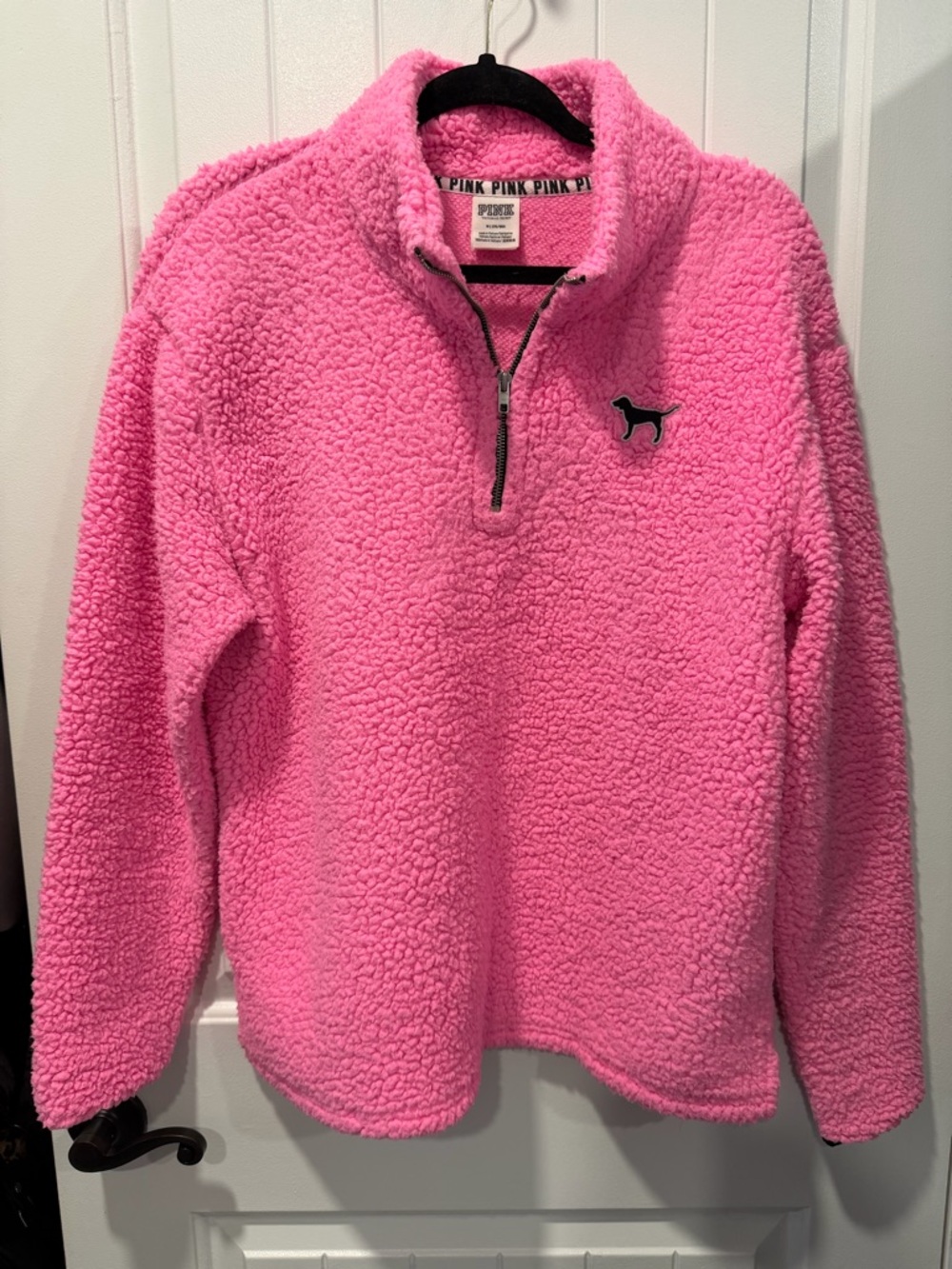 Victoria's Secret PINK Sherpa Half-Zip Pullover in Bright Pink